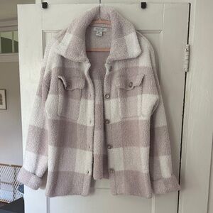 Rachel Zoe Plaid Teddy Fall Fleece Shacket